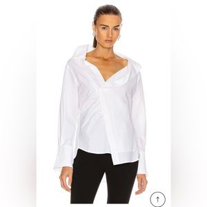 FRAME Asymmetric Button Down Blouse